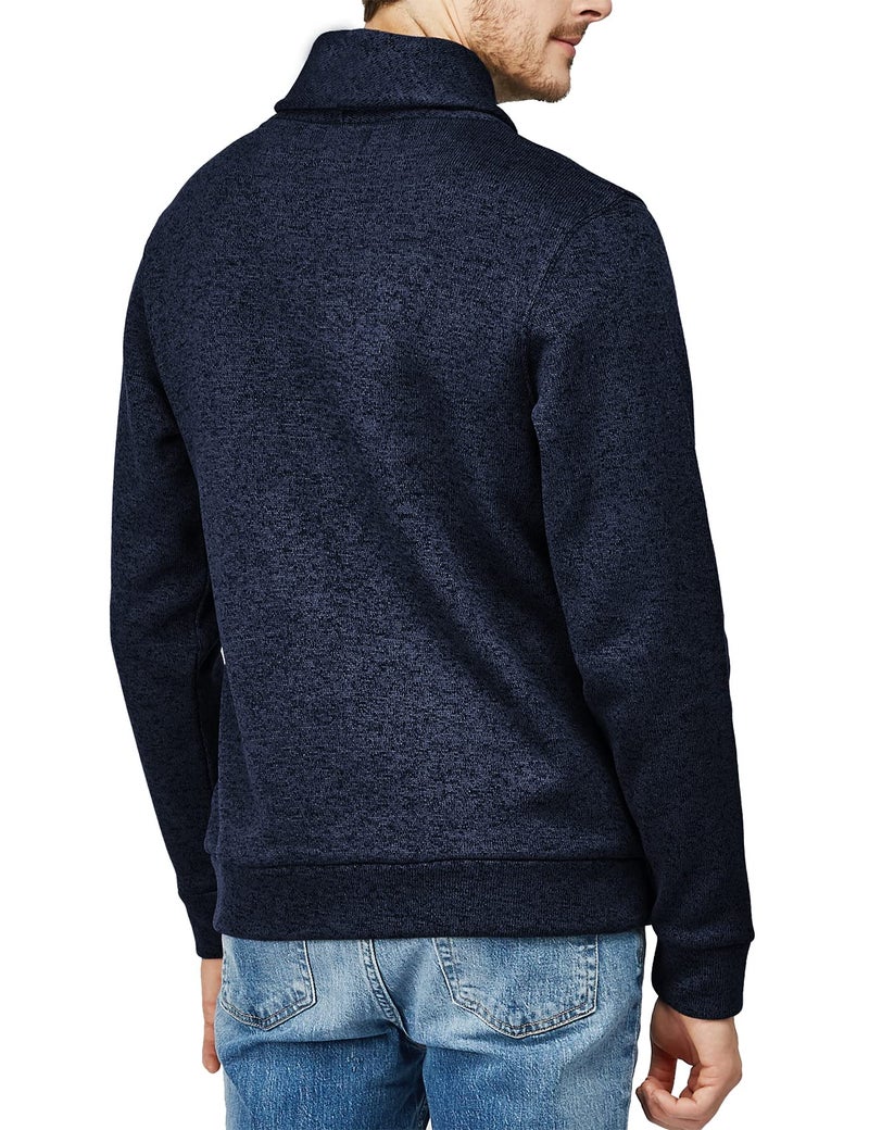 H2H Men's Casual Pullover Polo Sweater Shawl Collar Slim Fit Freece Sweatershirt Navy US L/Asia XL (KMOSWL036) - Image 5